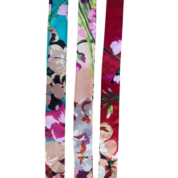 2/$15 NWT 100% 3 Silk Jungle Print Double-Sided Ribbon Style Multicolor Scarf - Picture 1 of 6